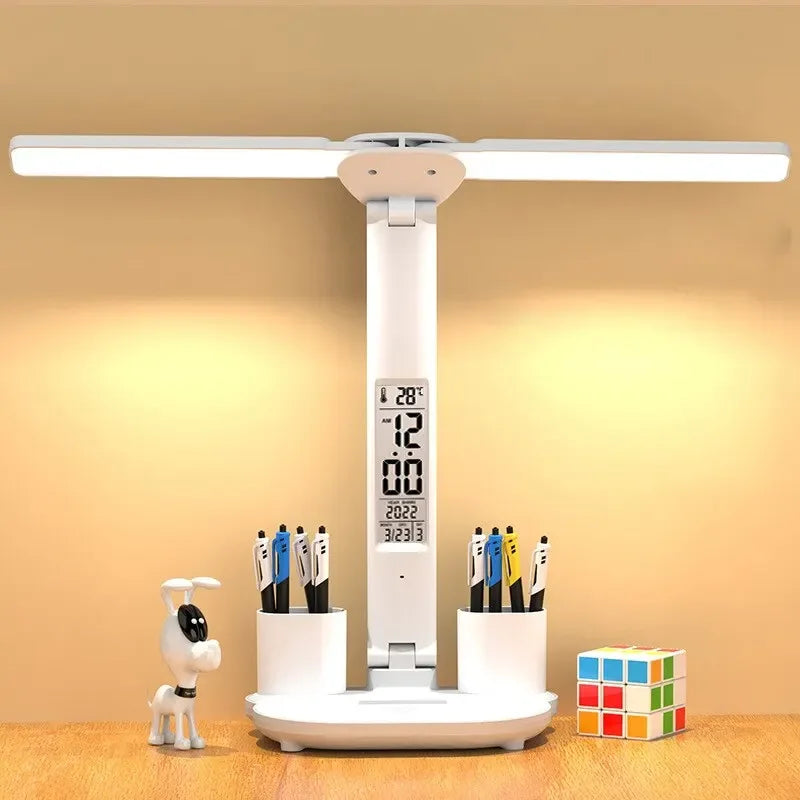 LED Clock Table Lamp USB Chargeable