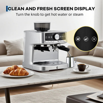 Stainless Steel Espresso Maker With Grinder