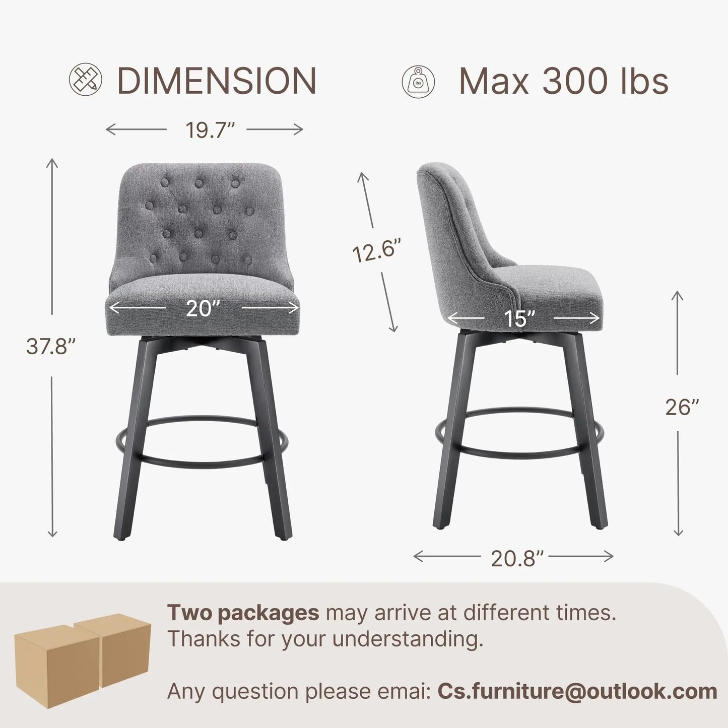 Gray Tufted Swivel Bar Stools Set Of 4