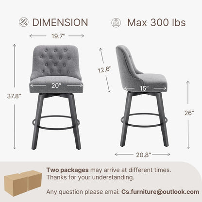 Gray Tufted Swivel Bar Stools Set Of 4