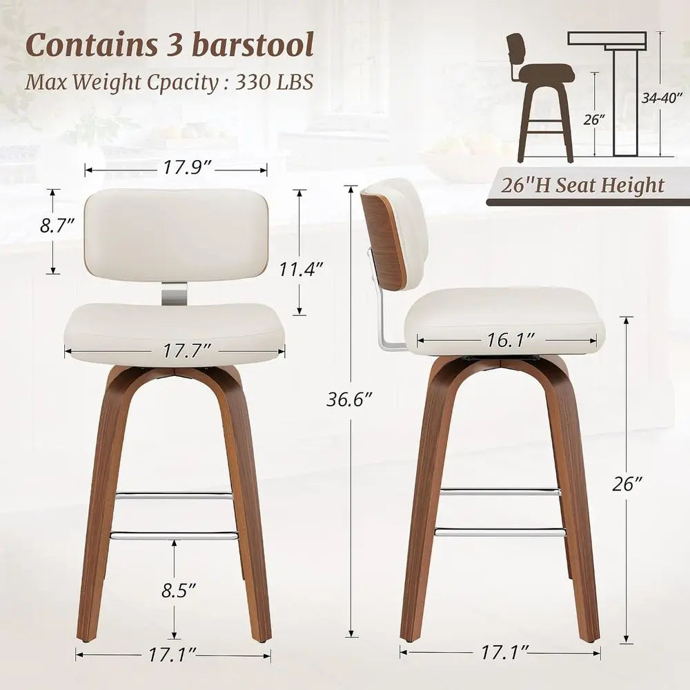 Set of 3 Upholstered Barstools