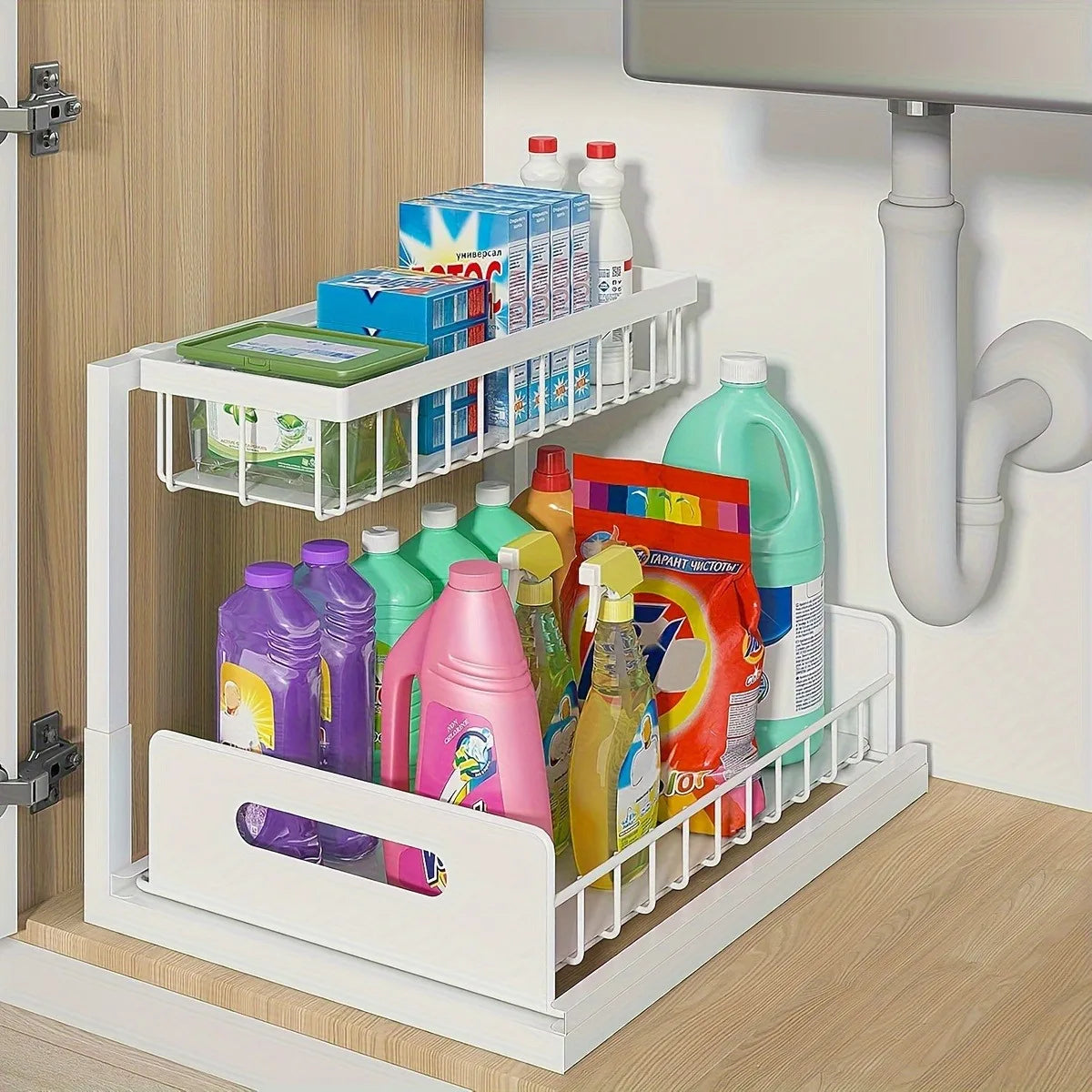 1/2pcs Sliding Pull-out Metal Cabinet