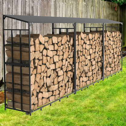 Heavy Duty Metal Firewood Rack with Top