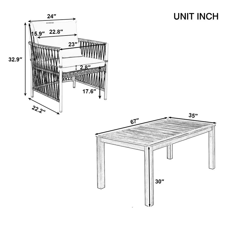 5-Piece Outdoor Wooden Dining Set