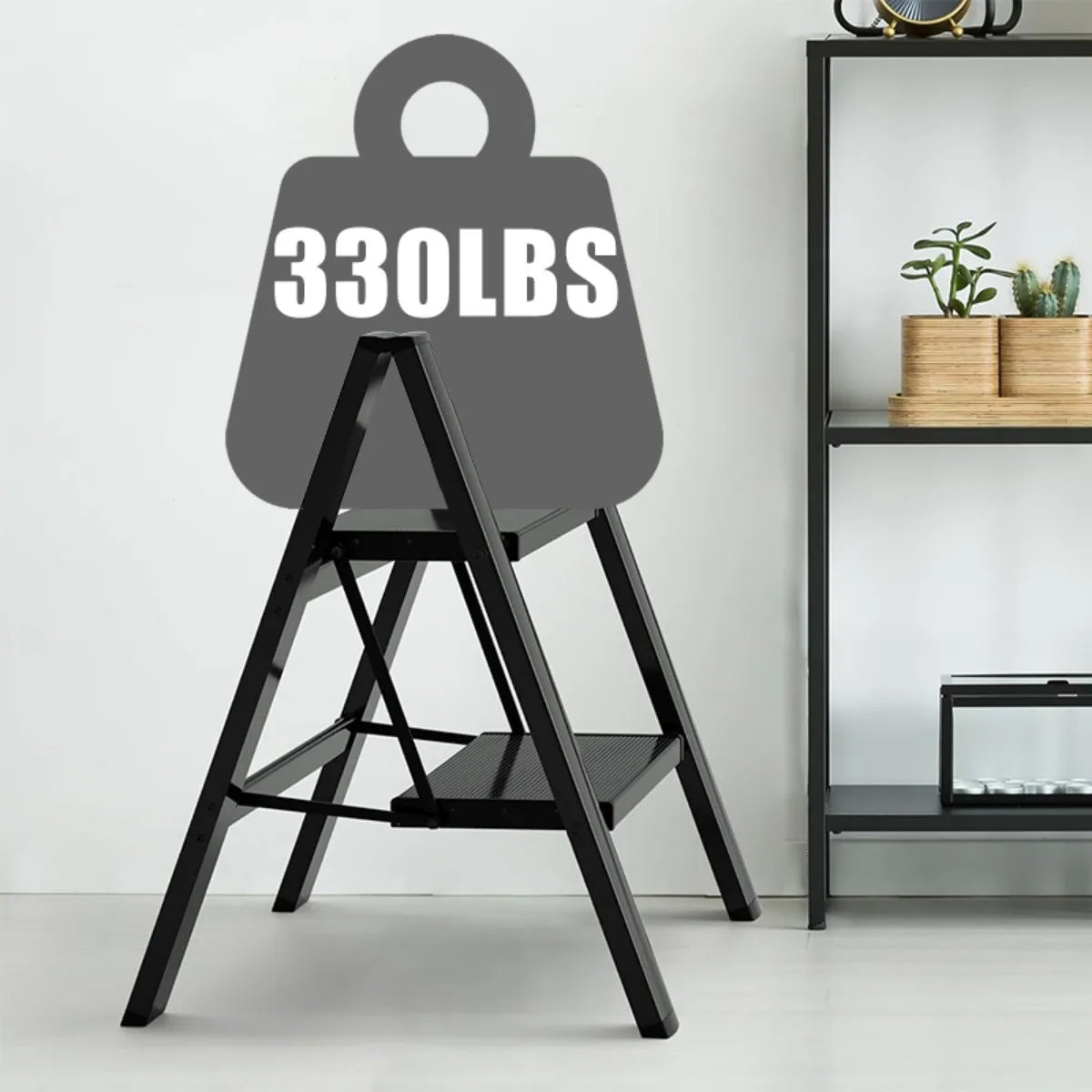 Folding Step Stool with Extra Wide Treads