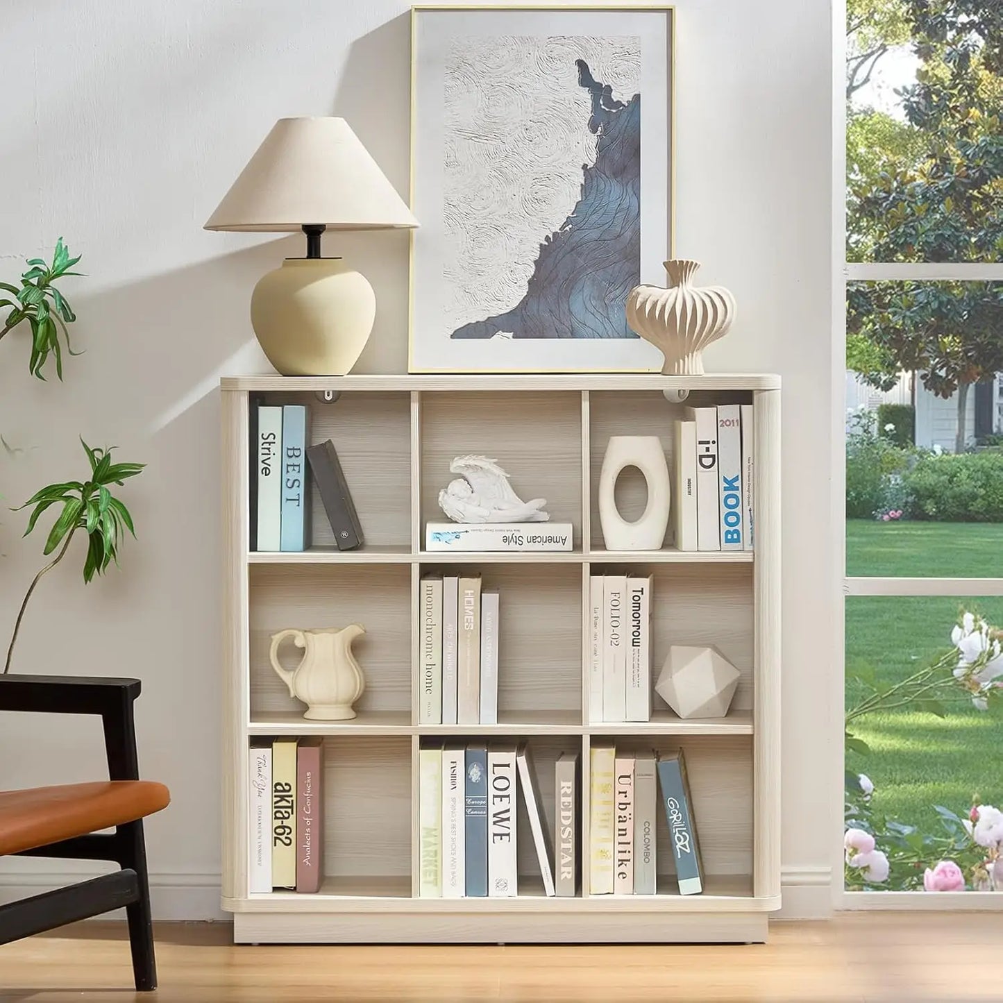 9 Cube Storage Book Shelf with Curved Edge