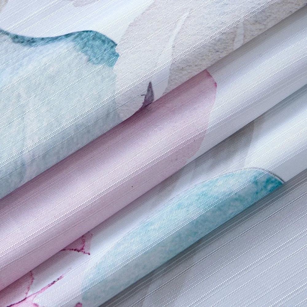 Textured Floral Fabric Shower Curtain