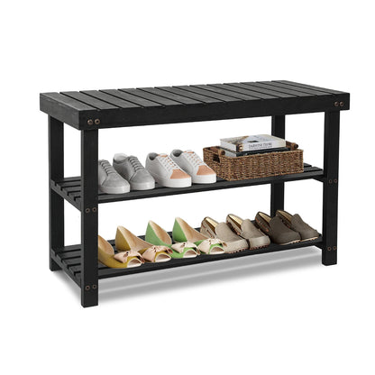 3-Tier Wood Shoe Organizer,Bench