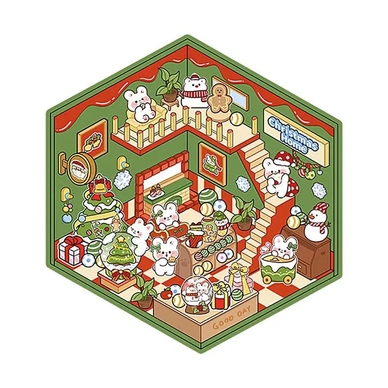 3D Christmas House Stickers Miniature