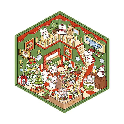 3D Christmas House Stickers Miniature