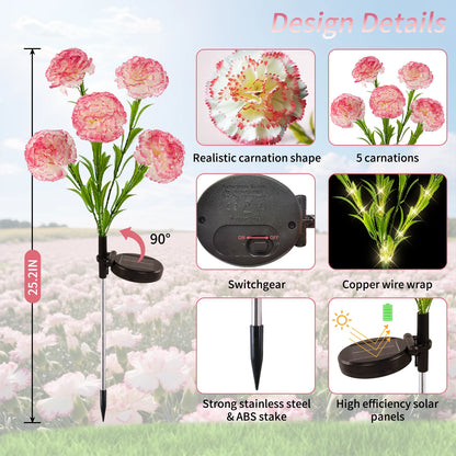 2pc Carnation Flower Solar Light