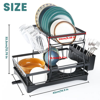 Large 2-tier dish drying rack for kitchen