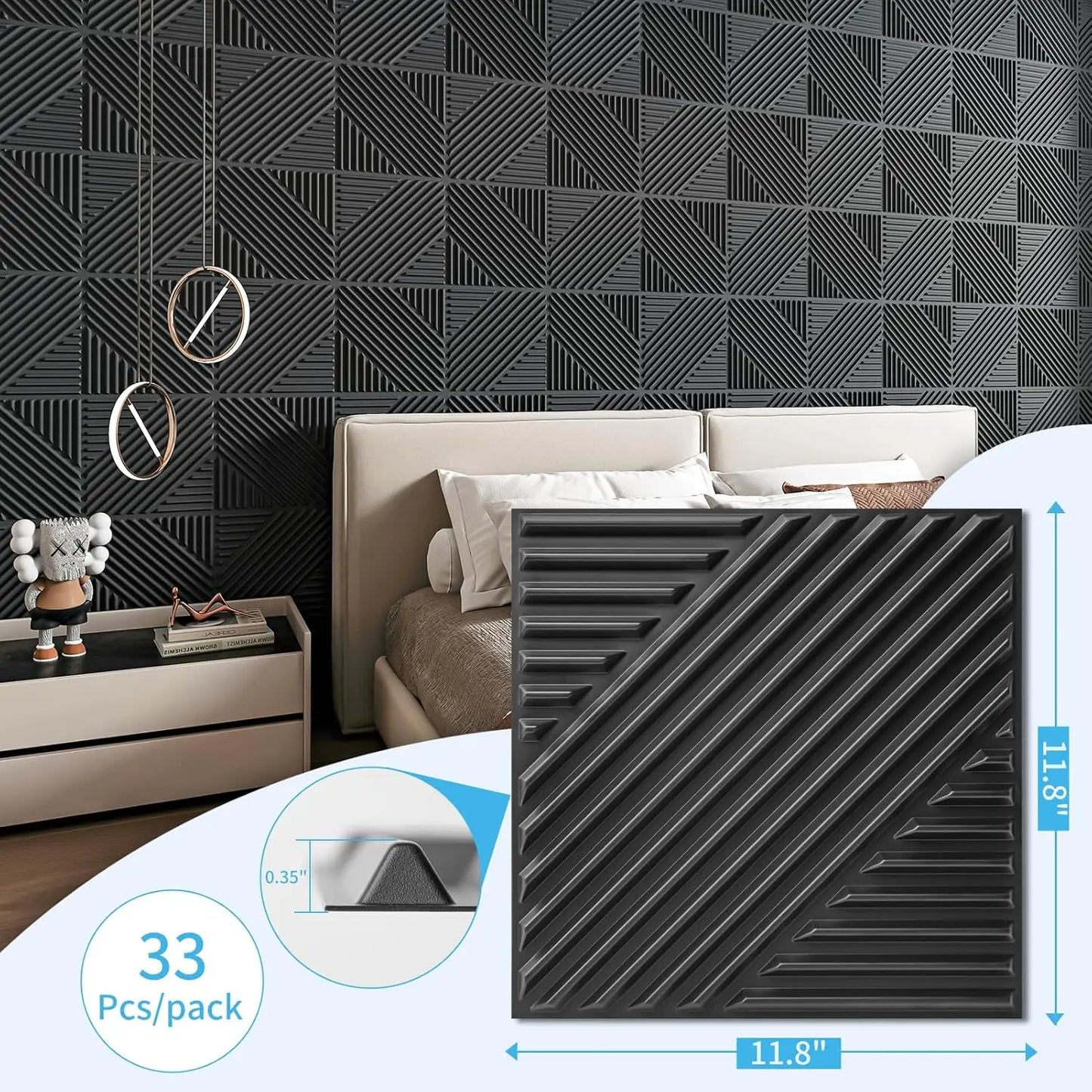33-Pack Textured Accent Wall Paneling
