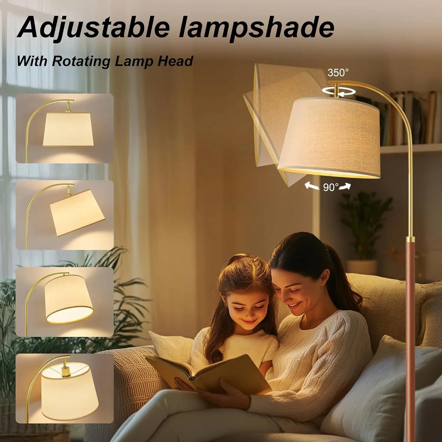 Gold Arc Floor Lamp with Foot Switch