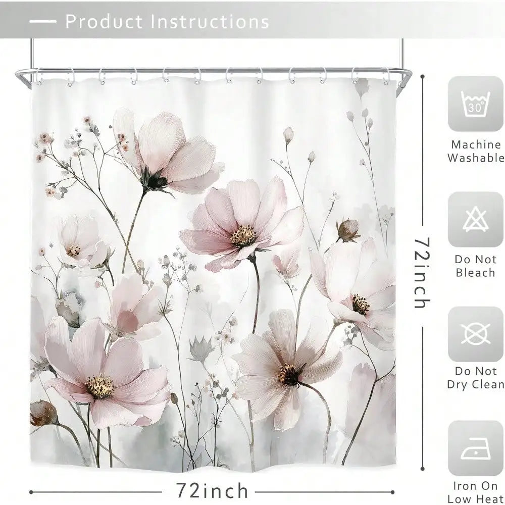 Wildflower Shower Curtain with Hooks
