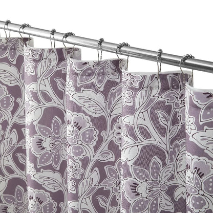 Purple Floral Shower Curtain Set