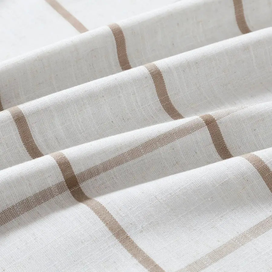 Linen Plaid Full Blackout Curtains 90inch