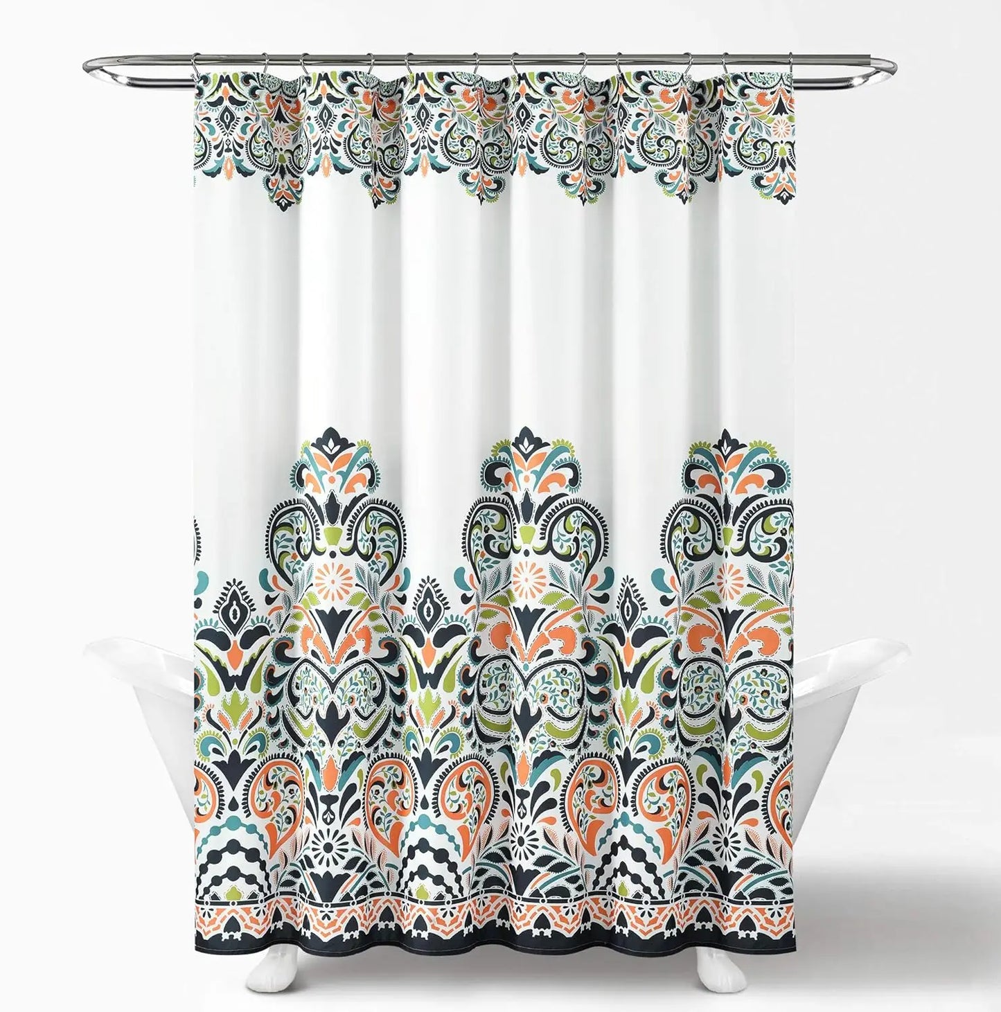 Navy Tangerine Clara Shower Curtain