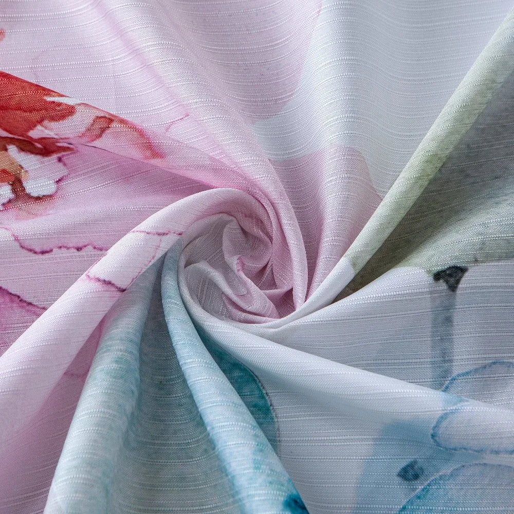 Textured Floral Fabric Shower Curtain
