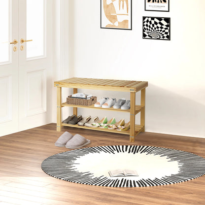3-Tier Wood Shoe Organizer,Bench