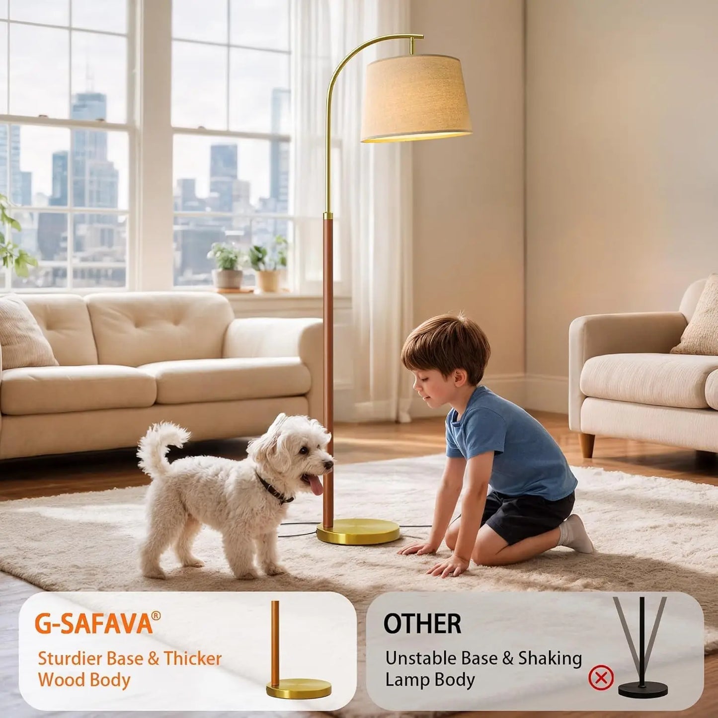 Gold Arc Floor Lamp with Foot Switch