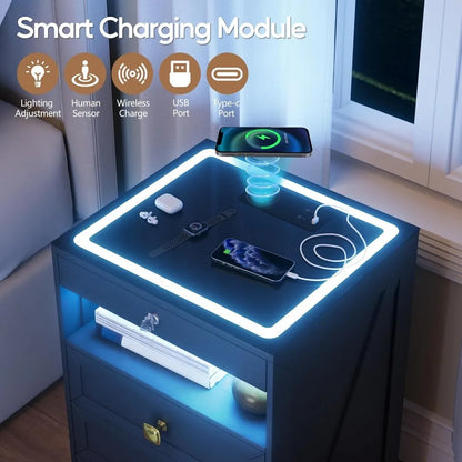 Smart Nightstand with Lockable Drawer