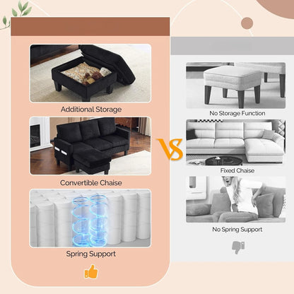 L Shaped Couch with Movable Storage