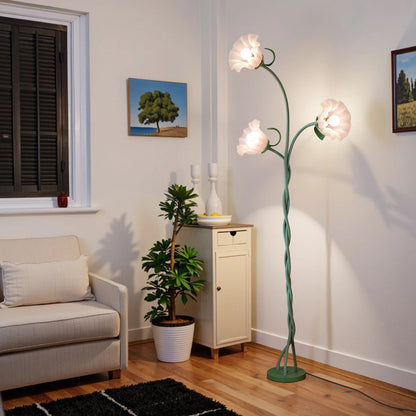 Retro 3-Head Flower Dimmable Floor Lamp
