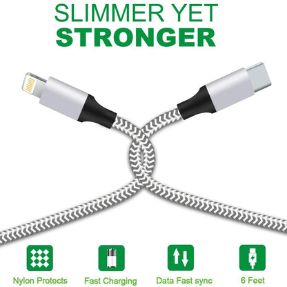 3pcs Nylon Braided Fast Charging Cables Phone Charger