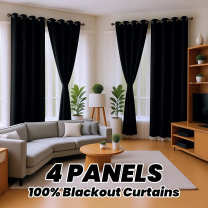 4 Panels 100% Blackout Curtains