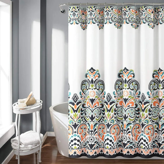 Navy Tangerine Clara Shower Curtain