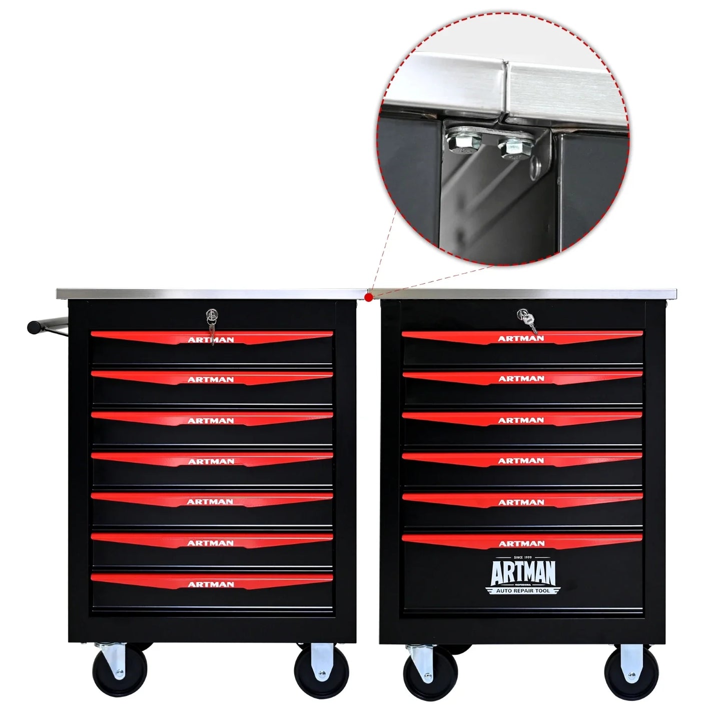 7 Drawer Rolling Tool Box Steel Metal Cart