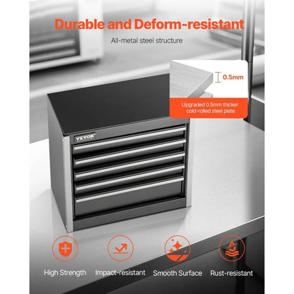 8.6-inch Portable Metal Tool Box with 5 Drawers