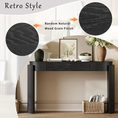 Black Entryway Table with Fluted Design