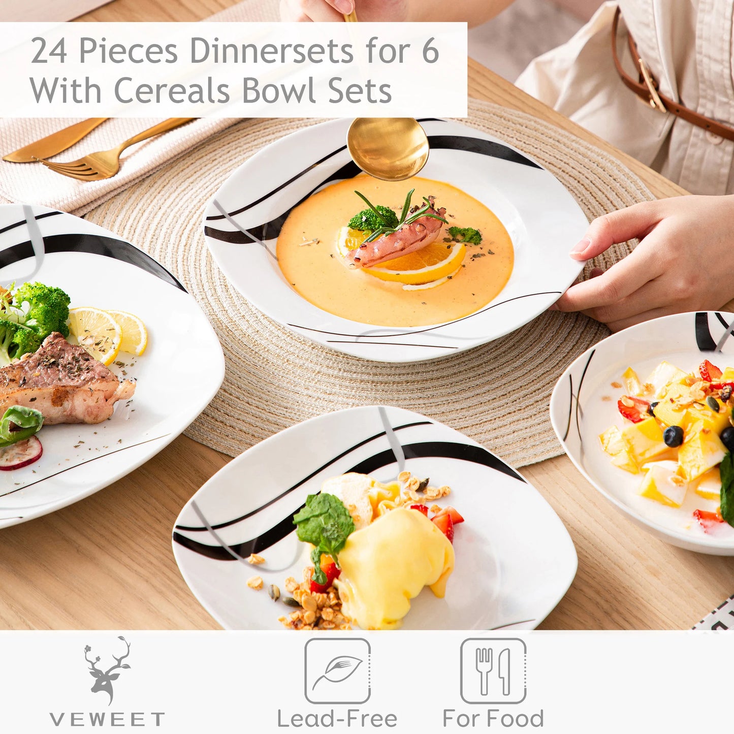 18/36-Piece Porcelain Ceramic Tableware
