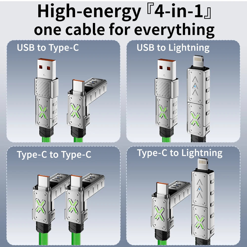 4-in-1 Super Fast Charging Data Cable for Iphone and Samsung