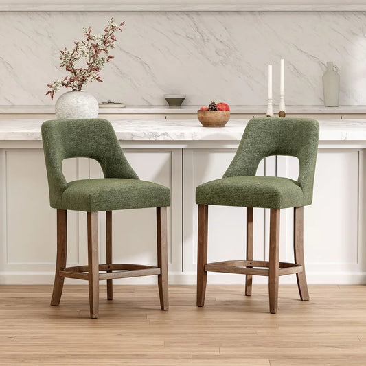 Green Upholstered Counter Stool Set