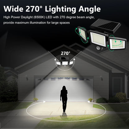Outdoor Waterproof Solar Light with Motion Sensor 3-Head 200+ LEDs