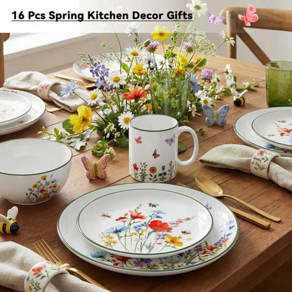 16 Pcs Wildflower Ceramic Dinnerware Set for 4