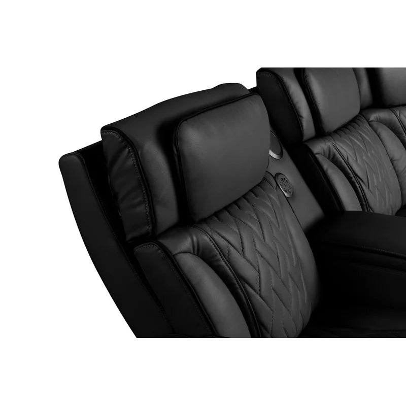 Black Leather Reclining Sectional Sofa
