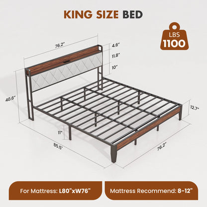 Heavy Duty Metal Bed Frame with Headboard