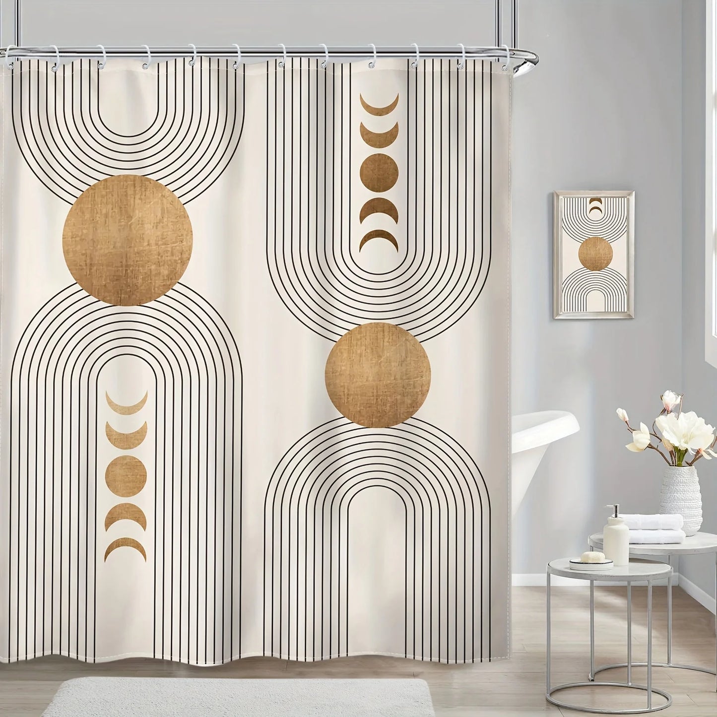 Mid Century Boho Shower Curtain