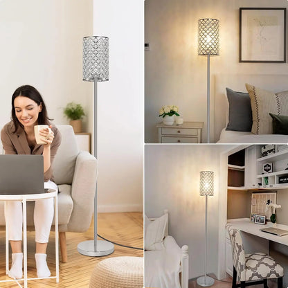 Modern Crystal Floor Lamp with Elegant Shade