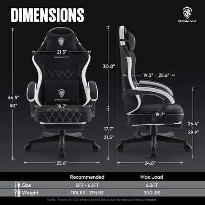 Fabric Gaming Chair with Footrest