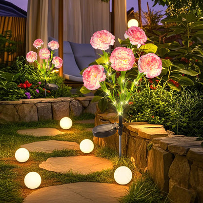 2pc Carnation Flower Solar Light