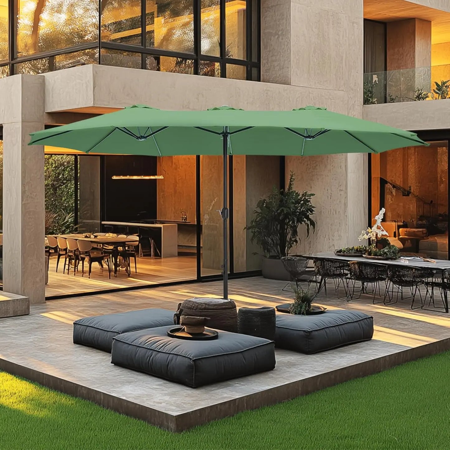 15ft Double Sided Patio Umbrella with Base