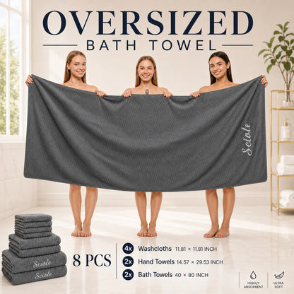8 Piece Premium Microfiber Towel Set