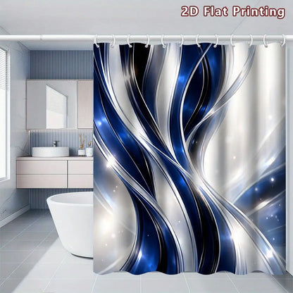 Abstract Waves Shower Curtain Set