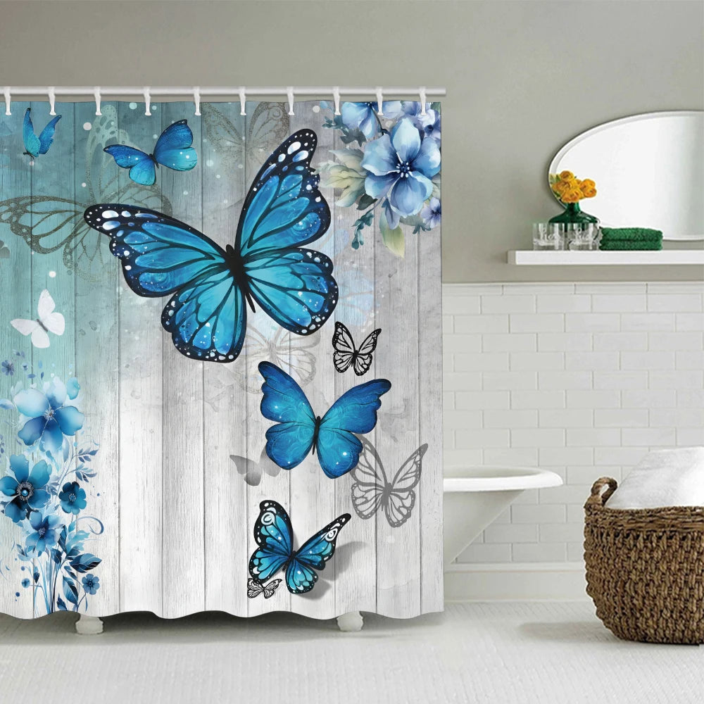 Blue Butterfly Bathroom Four-piece Set