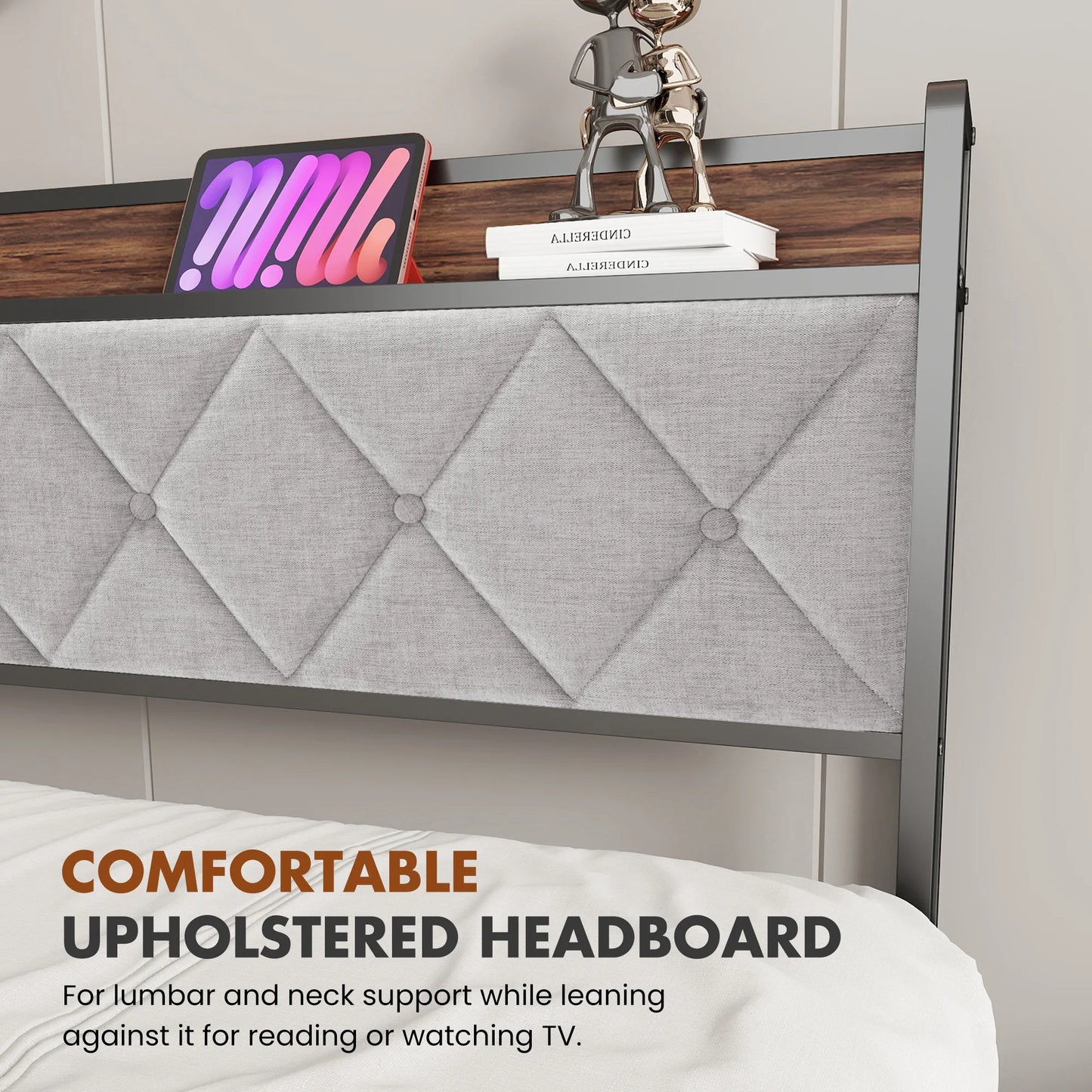 Heavy Duty Metal Bed Frame with Headboard